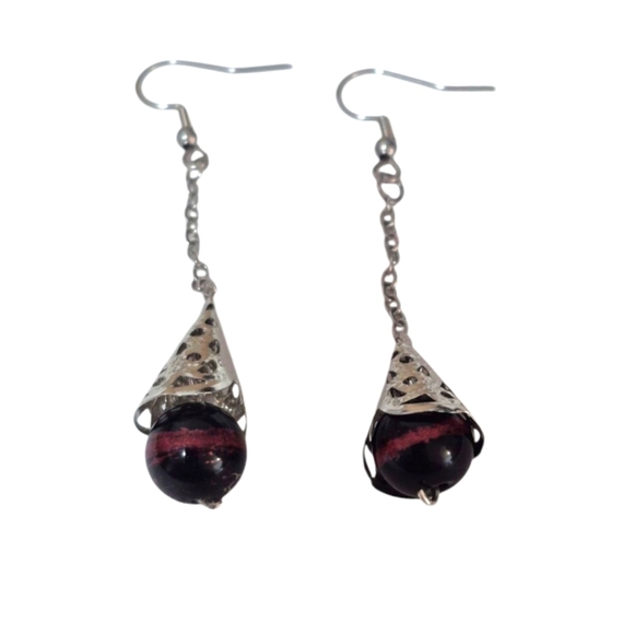 Dark Glass Handmade Earrings - Picture 2 of 2